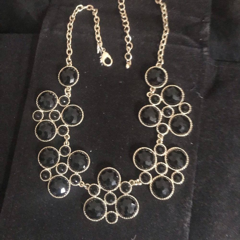 Black & gold faceted stone necklace